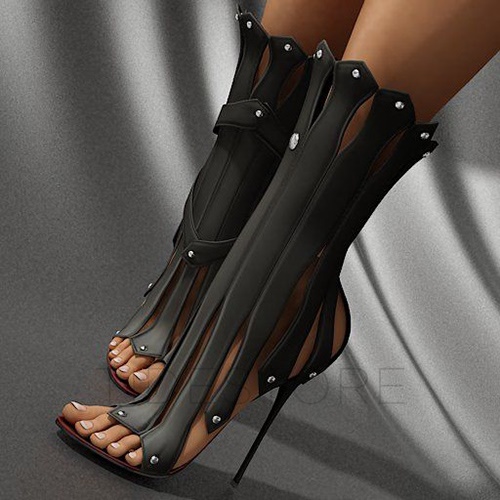 Hochzeit - Vogue Rivet Stiletto High Heels Sandals