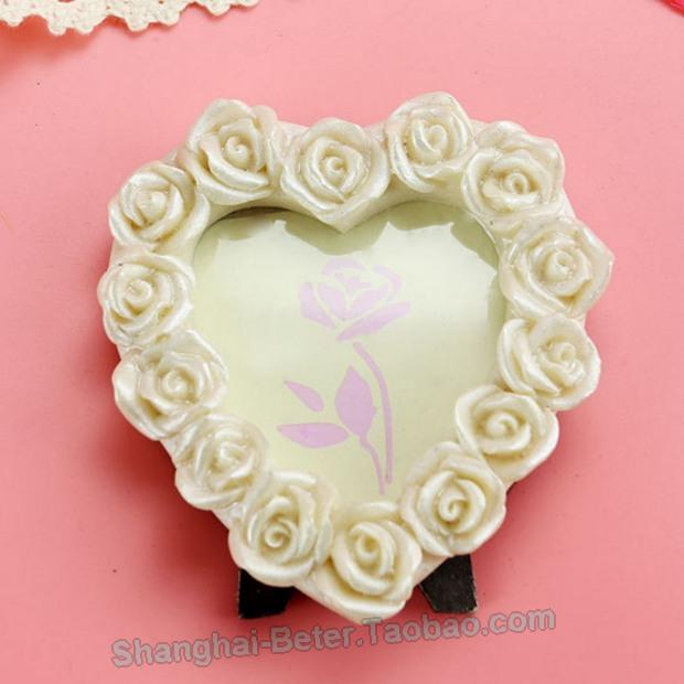 زفاف - Beter Gifts® White Heart Pearl Photo Frame Party Decoration Crafts SZ008
