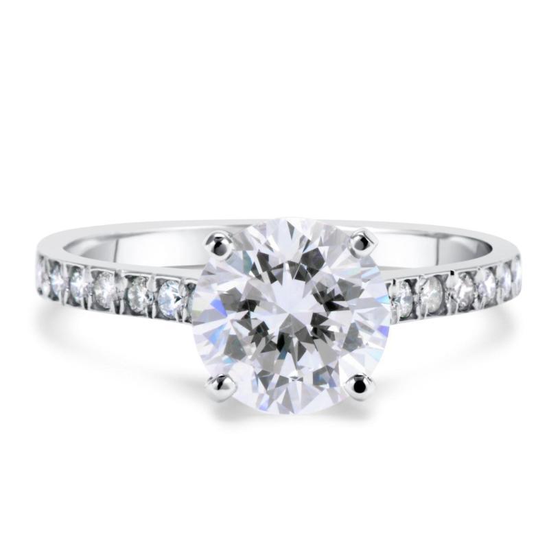 Wedding - 1.75 CT Round Cut D/SI1 Diamond Engagement Ring 14k White Gold Enhanced