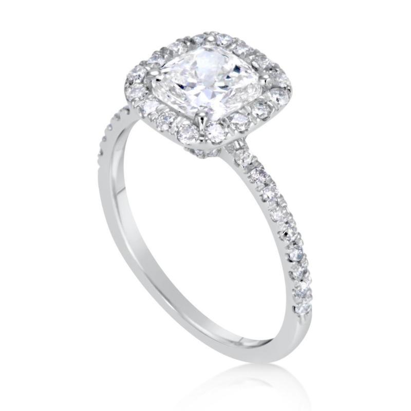 Wedding - 2 Cushion Cut Diamond Solitaire Engagement Ring Enhanced SI1/D 14K White Gold