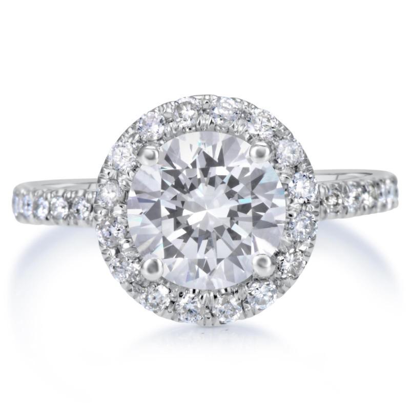 Hochzeit - 2.8 Round Cut Diamond Solitaire Engagement Ring Enhanced VS2/D 14K White Gold