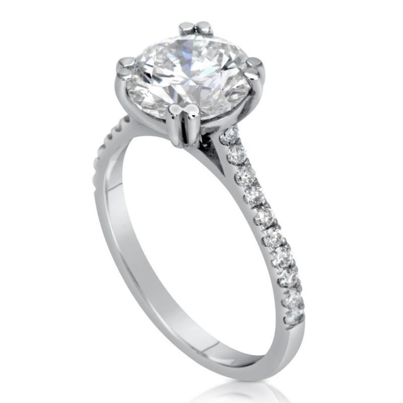 Wedding - 2.15 Round Cut Diamond Solitaire Engagement Ring Enhanced VS2/D 14K White Gold