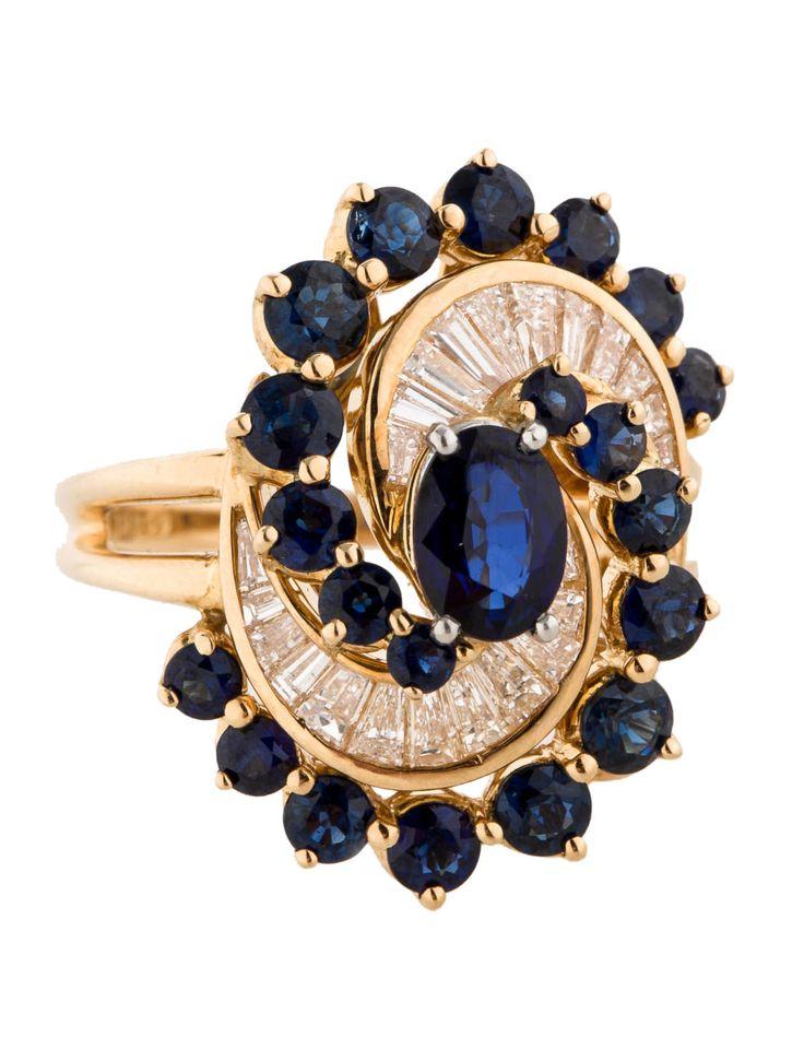 Mariage - Oscar Heyman Sapphire And Diamond Swirl Ring