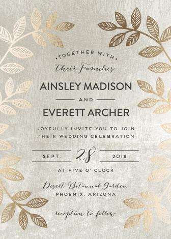 Wedding - Folk Filigree - Customizable Foil-pressed Wedding Invitations in Gray by pandercraft.
