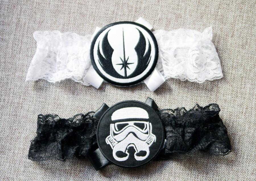 Wedding - Star Wars Wedding Garter Set Bridal Garter Jedi Order Stormtrooper - Keepsake Garter Toss Garter - Geek Nerd Garter Set