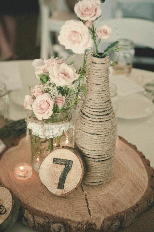 Mariage - Shabby Chic Wedding Centre Pieces X 12