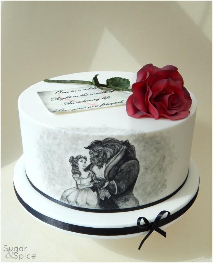 Wedding - 'Once In A While ...' Handpainted Beauty & The Beast Cake