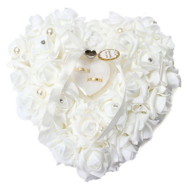 Mariage - Romantic Wedding Jewelry Case Ring Bearer Pillow Holder