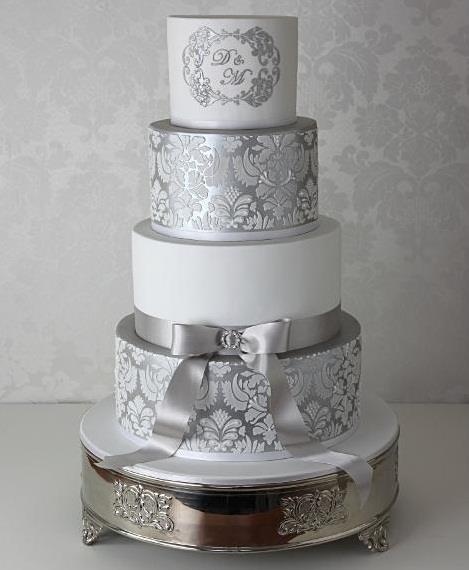 Mariage - 2 Damask Cake Stencils For Wedding Cakes, Plantillas Para Tarta De Fondant