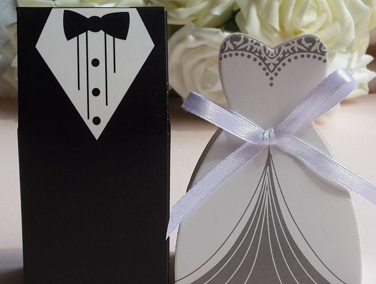 Wedding - Cartoon Cute 100pcs/lot Candy Boxes Creative Bridegroom& Bride Type