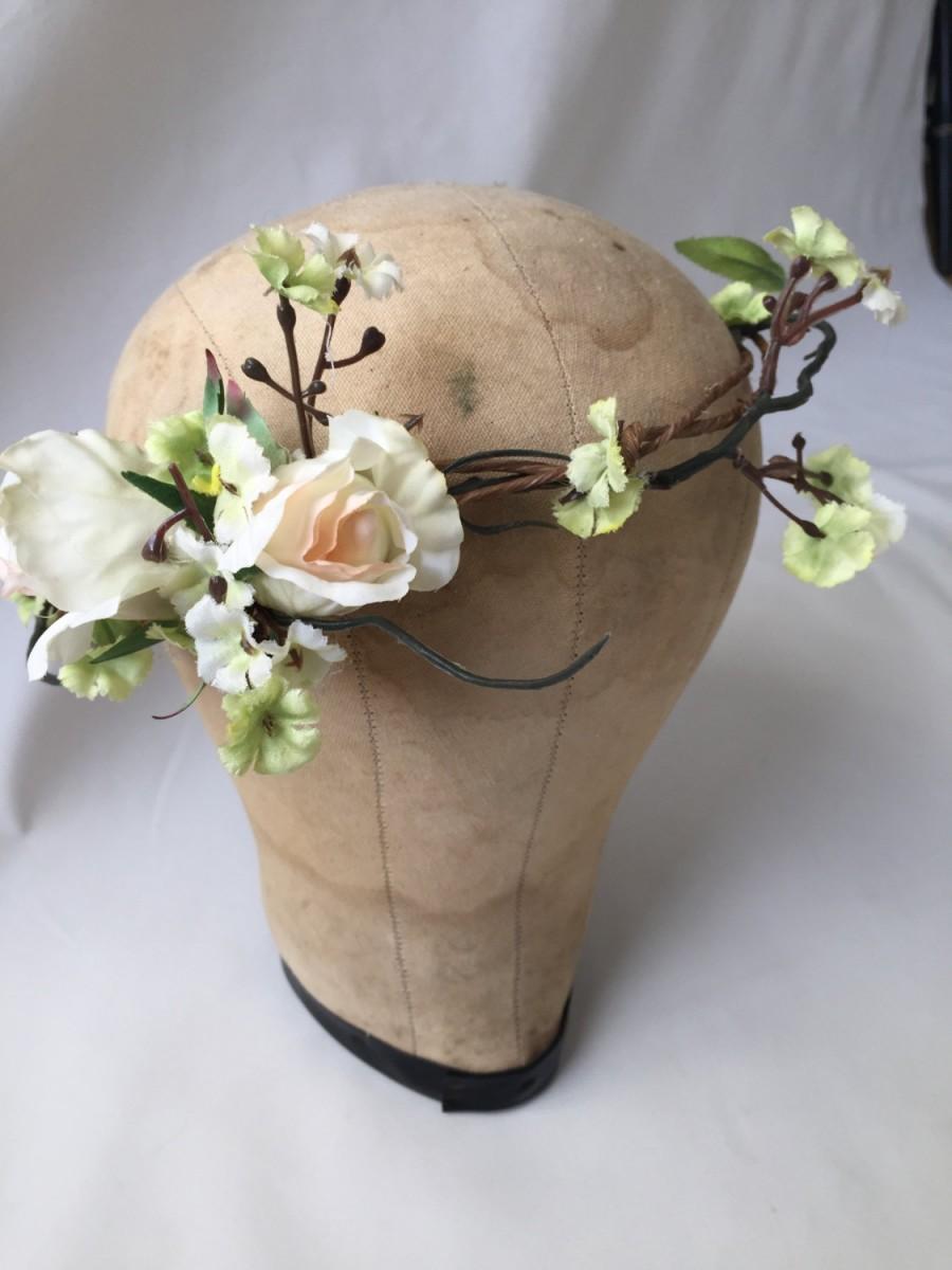 زفاف - Simple Floral Crown, Wedding Headpiece