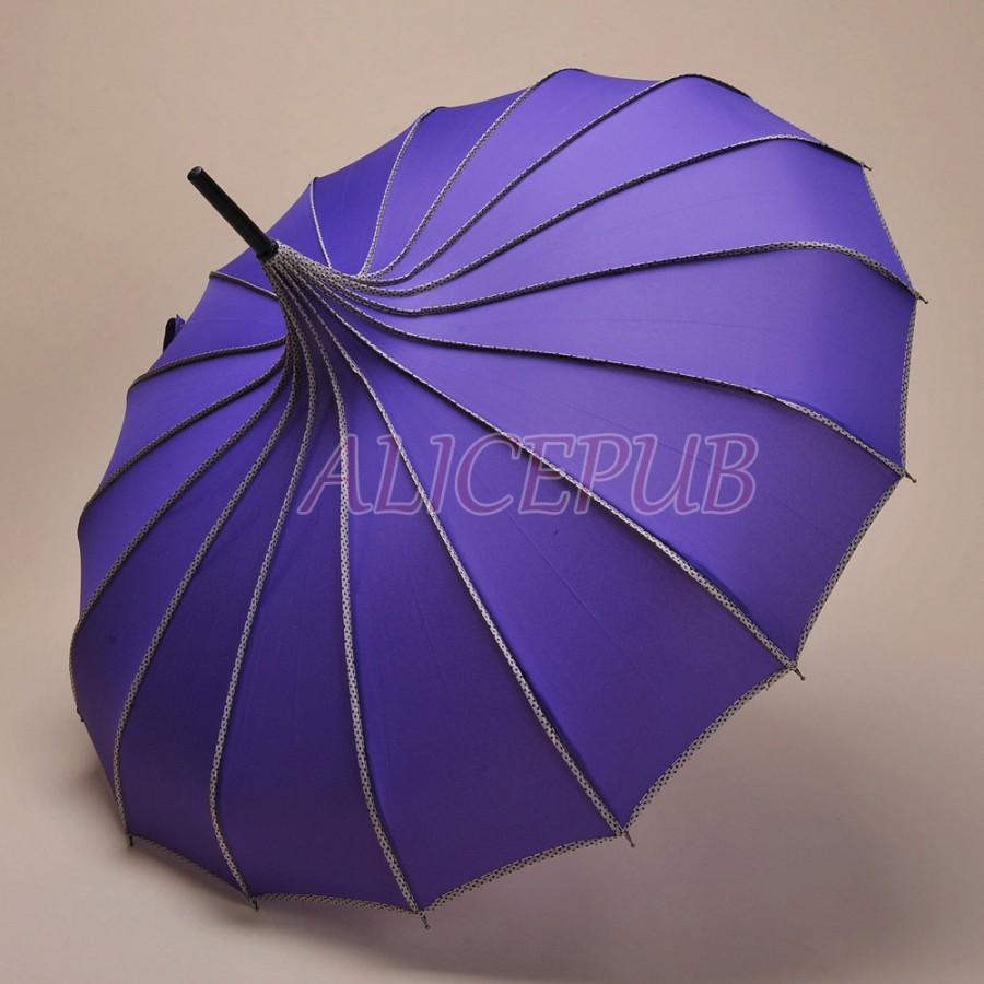 زفاف - Purple Rain Umbrella, Wedding Umbrella Parasol, Bridal Umbrella, Pagoda Umbrella, Waterproof Umbrella, Vintage Umbrella, Parasol BTS12A-5