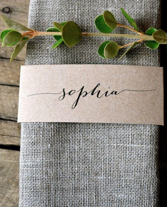Mariage - Kraft Wedding Napkin Place Cards, Wedding Place Cards, Kraft Place Cards, Personalised Place Cards, Place Markers