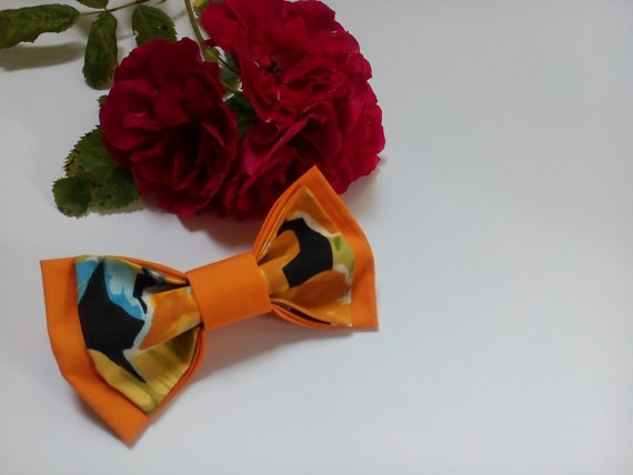 Hochzeit - floral bow tie orange bowtie hawaiian tie wedding necktie mens gift boyfriend father son bright bow ties womens bowties fleurs d'orange ПЮ8
