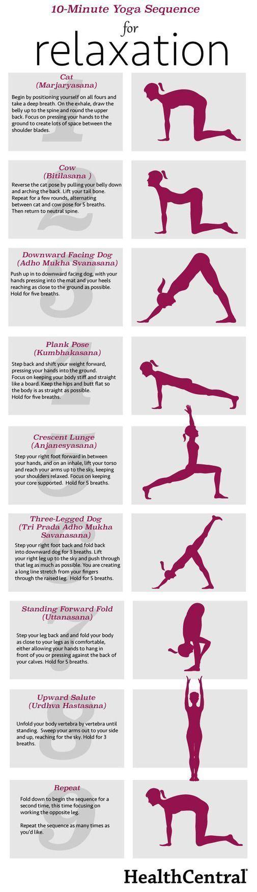 Mariage - 10-Minute Yoga Sequence For Relaxation (INFOGRAPHIC) - Exercise - Anxiety