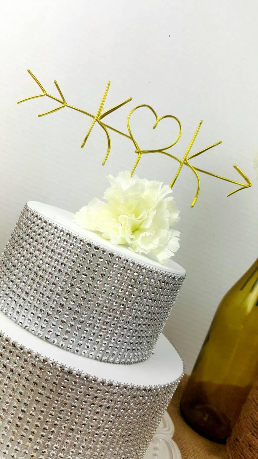 Wedding - Initials cake topper,arrow cake topper,arrow, wedding cake topper, rustic wedding cake topper,wire cake topper,wire initials, wired twist,