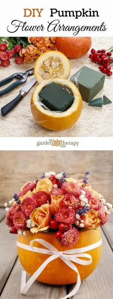 Свадьба - DIY Pumpkin Flower Arrangements