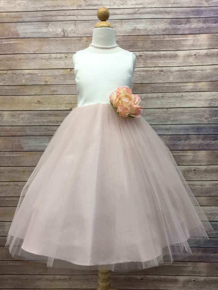 Mariage - Satin and Tulle Flower Girl Dress
