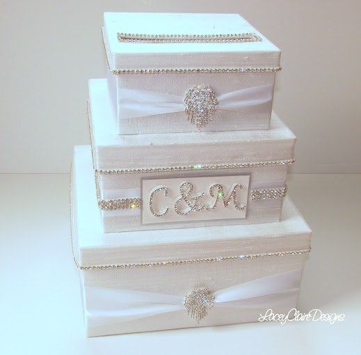 Hochzeit - Wedding Card Box, Bling Card Box, Rhinestone Money Holder, Unique Wedding Gift Box  - Custom Made