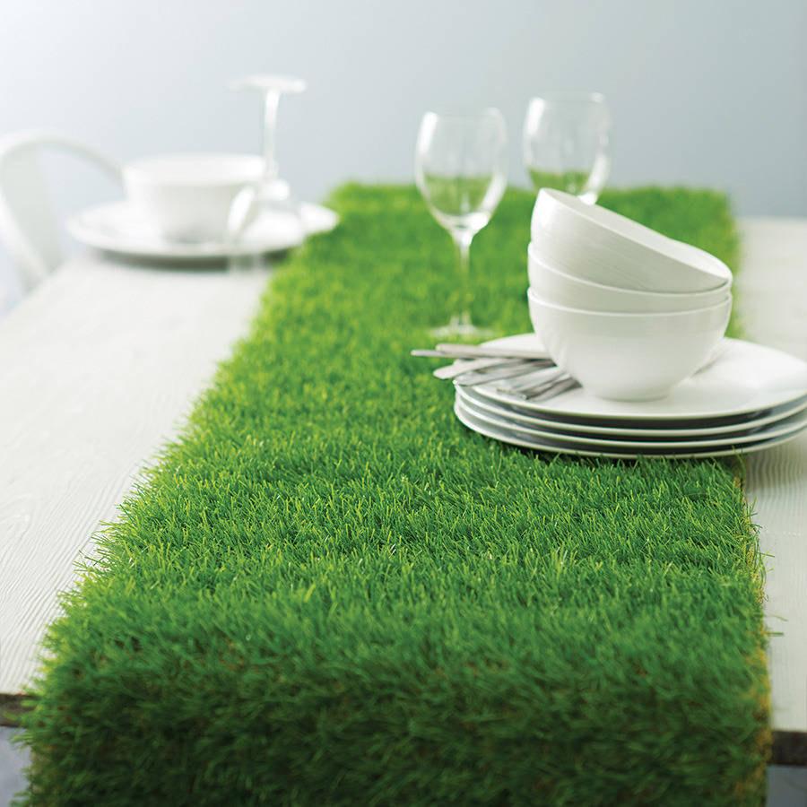 Wedding - Artificial grass table runner ~ mad hattter table decorations ~ Alice in wonderland birthday ideas ~ party ~ contemporary table setting