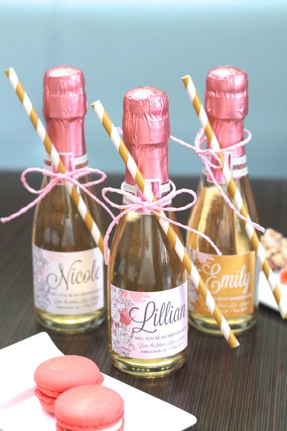 Свадьба - Custom Mini Champagne Will You Be My Bridesmaid Labels - Will You Be My Maid Of Honor & Bridesmaid Gift - Mini Champagne Label