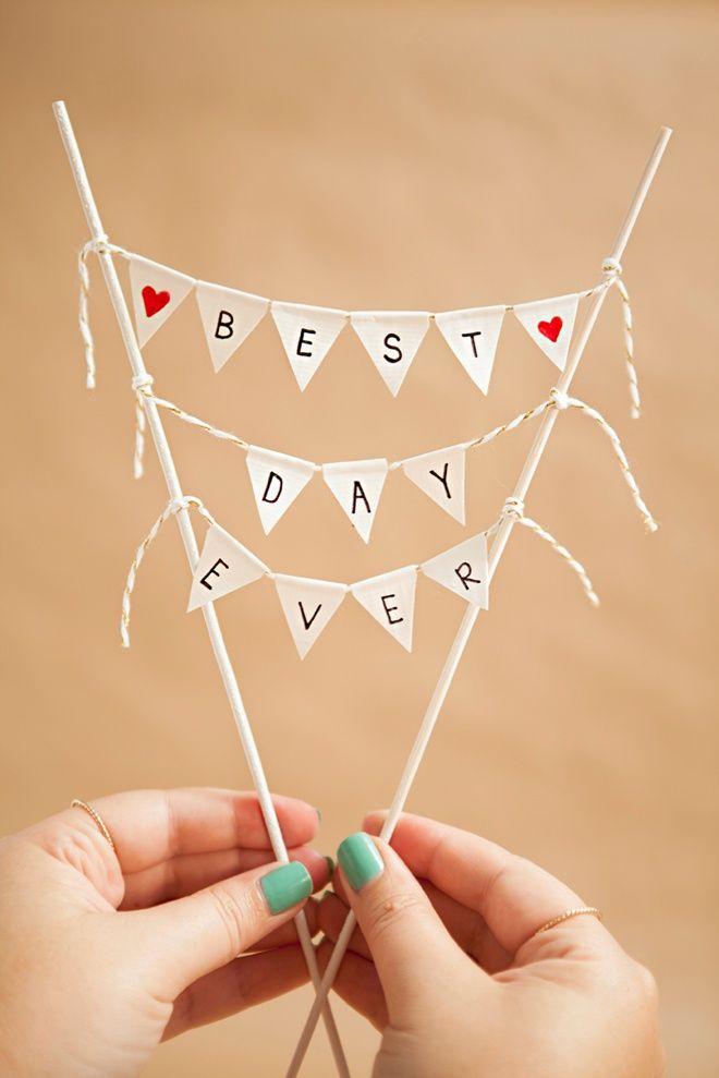 Mariage - Learn How To Make A Darling And Simple Bunting Cake Topper!