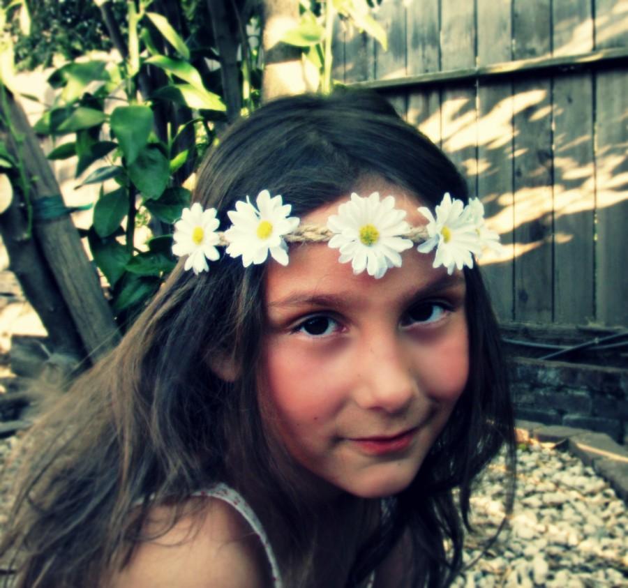 Свадьба - Bouquet Lane Daisy Flower Headband – White Daisy Flower Tieback Hippie Headpiece, Festival flower Crown/Tiara