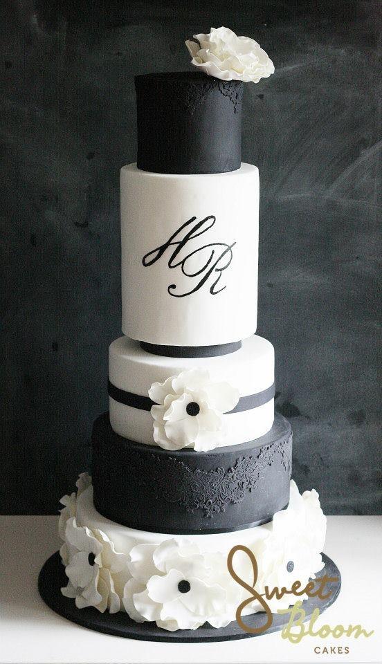 زفاف - Black N White Wedding Cake For Ruby's... - Sweet Bloom Cakes