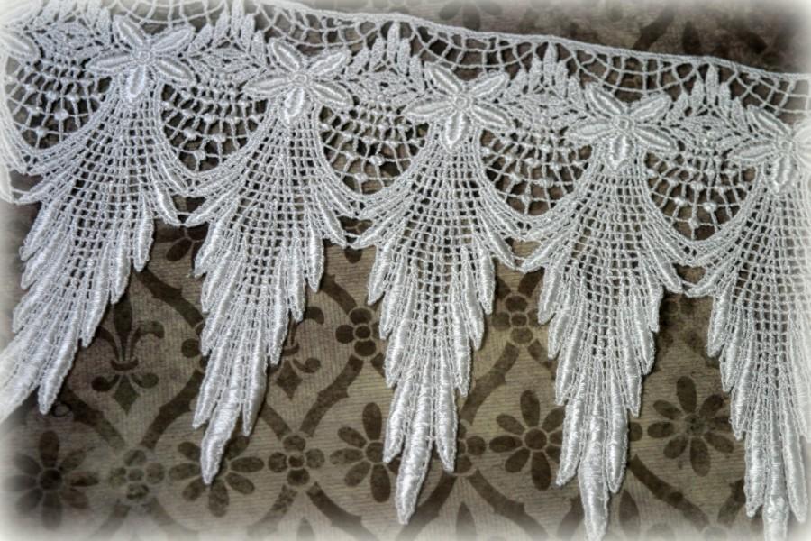 زفاف - Ivory Lace Fabric Trim, Lace Fabric, Guipure Lace, Venice Lace, Bridal Lace, Costume Design, Lace Applique, Crafting Lace, approx. 6" GL-006