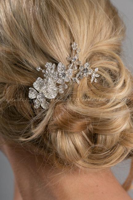 Hochzeit - Rhinestone Hair Comb, Crystal Hair Comb, Wedding Hair Accessory - Cheyenne