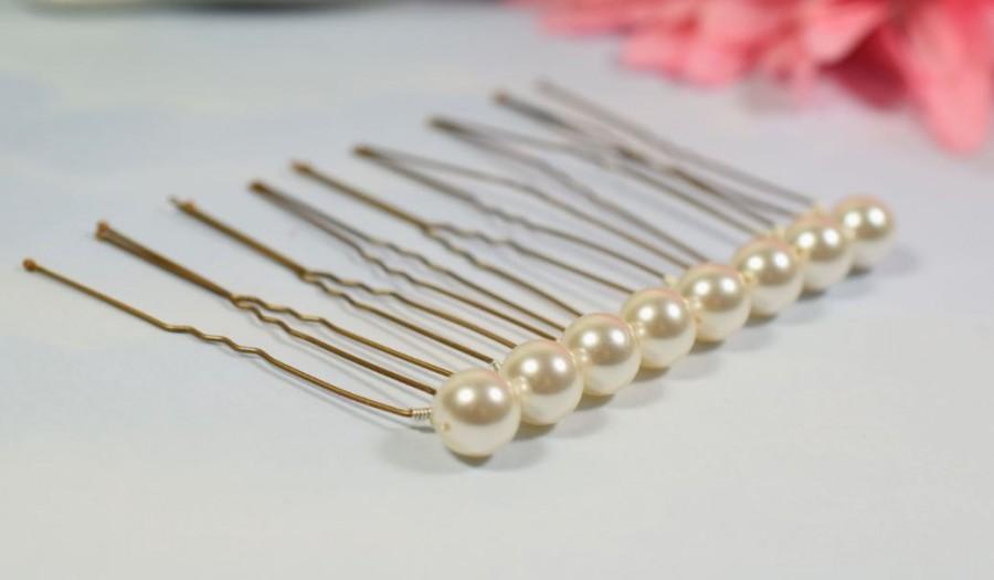 Hochzeit - Pearl Hair Pins, Wedding Hair Pins, Bridal Hair Pins, Swarovski Pearl Hair Pin, Set of 8, Crystal Hair Pin, Wedding Jewelry, Bridal Hair Pin