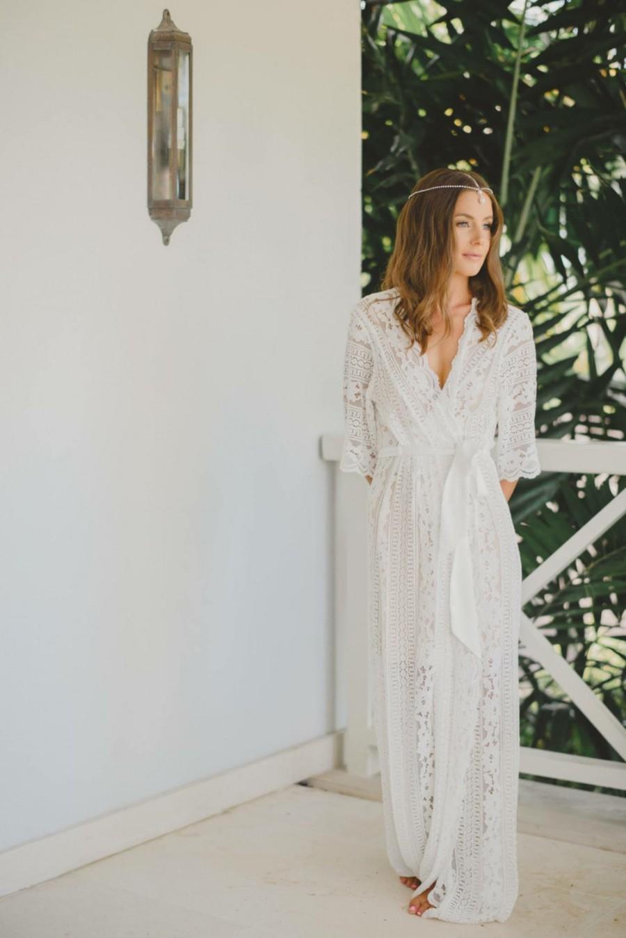 زفاف - Lace Bridal Maxi Length Robe