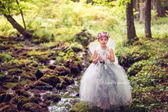 Wedding - The "Lena" Dress-ivory Lace And Grey Oyster Tutu Skirt For A Flower Girl With Lace Straps- Up To Size 5T-flower Girl Dress-without Headcrown