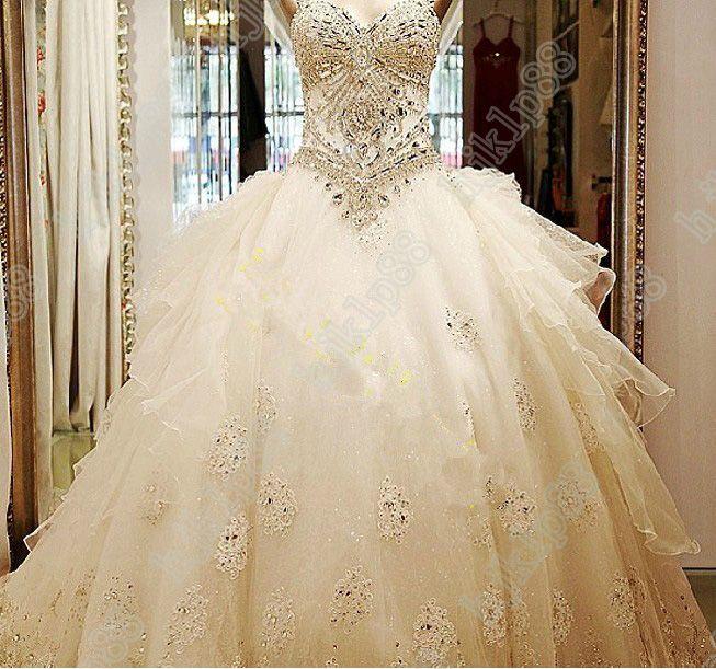 زفاف - Wedding Ball Gown  Luxury Beaded Crystal Organza Empire Sweetheart Strapless Wedding Dresses Wedding Dress Bridal Gown Vintage Wedding Dress From Hjklp88, $272.0