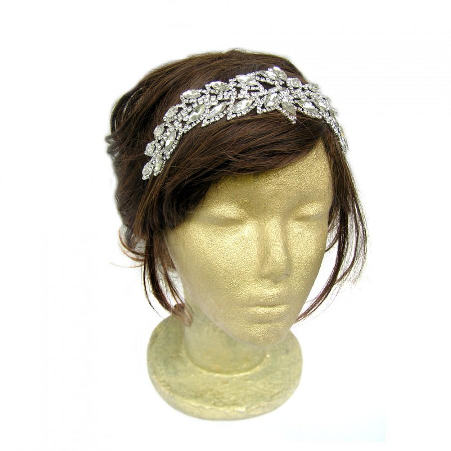زفاف - Great Gatsby Leaf Wedding Headpiece 20s Headband Vintage Wedding Headband Bridal Rhinestone Hairpiece Art Deco Flapper Headband Tiara