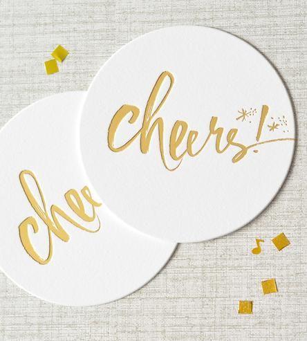 Hochzeit - Cheers! Letterpress Coaster Set