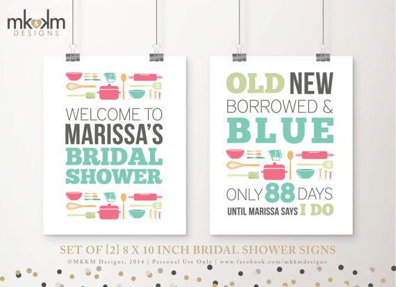 Mariage - Kitchen Shower Welcome Signs, Wedding Countdown Sign, Bridal Door Sign, Old New Borrowed Sign, Kitchen Party Decor, Bridal Shower Signs, #20