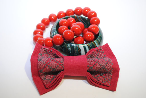 زفاف - Redgroo Men's bow tie Embroidered red bowtie Groom's tie Groomsmen Well to coordinate with Bridesmaid Dresse in Watermelon Burgundy Mulberry