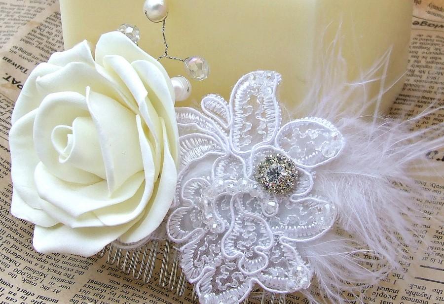 Wedding - Bridal Headpiece, Bridal Hair Flower Foam Comb, Wedding Flower Hair Comb, Bridal Hair Accessory, Wedding Hair Accessories.