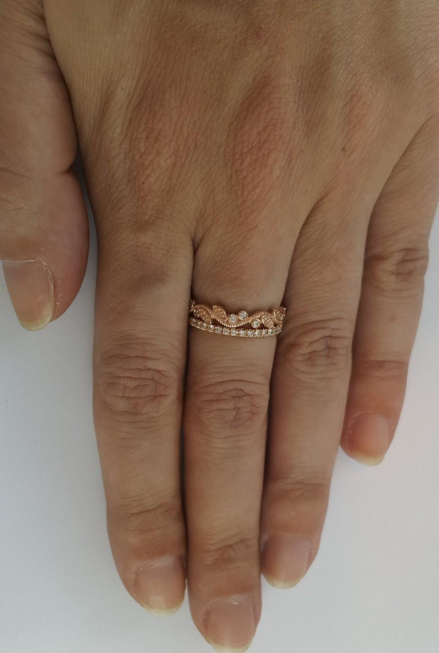 Mariage - Unique Wedding Band, Wedding Ring,  Leaves Ring, Eternity Ring, Row Ring, Diamond Ring, Engagement Ring, Rose Gold Ring, Promise Ring