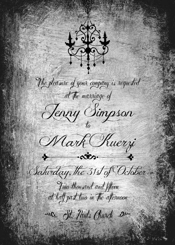 Mariage - Gothic Wedding Invite-Printable, Halloween Wedding Invite, Grunge Wedding Invite, Chandelier Wedding Invite