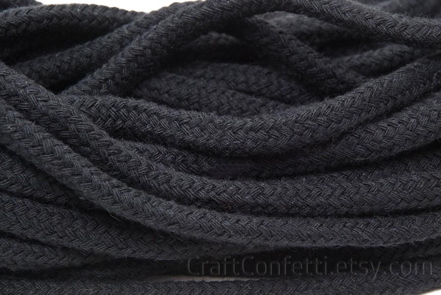 Wedding - Black cotton rope 7 mm 100% cotton cord with filling Raw for crafts Vegan cord for jewelry DIY jewelry Braiding cord Drawstring rope