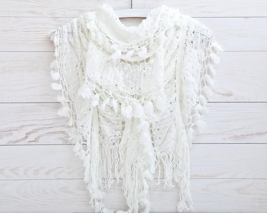 Свадьба - White Lace Scarf, elegant scarf, Fashion Scarf, valentines gift, Womens Accessories, Gift Ideas For Her (021)