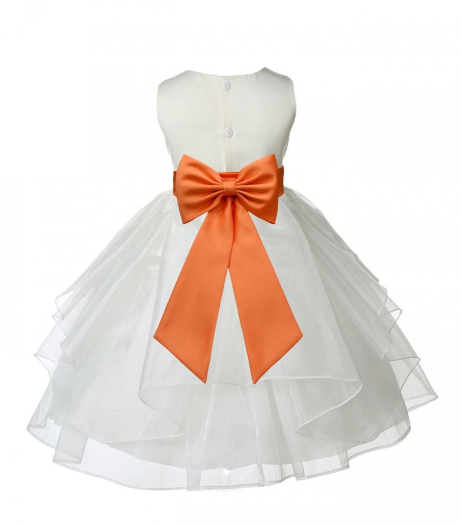 Hochzeit - Ivory Organza Flower Girl Dress tiebow sash easter sash pageant wedding bridal  bridesmaid toddler 6-9m 12-18m 2 4 6 6x 8 9 10 12 