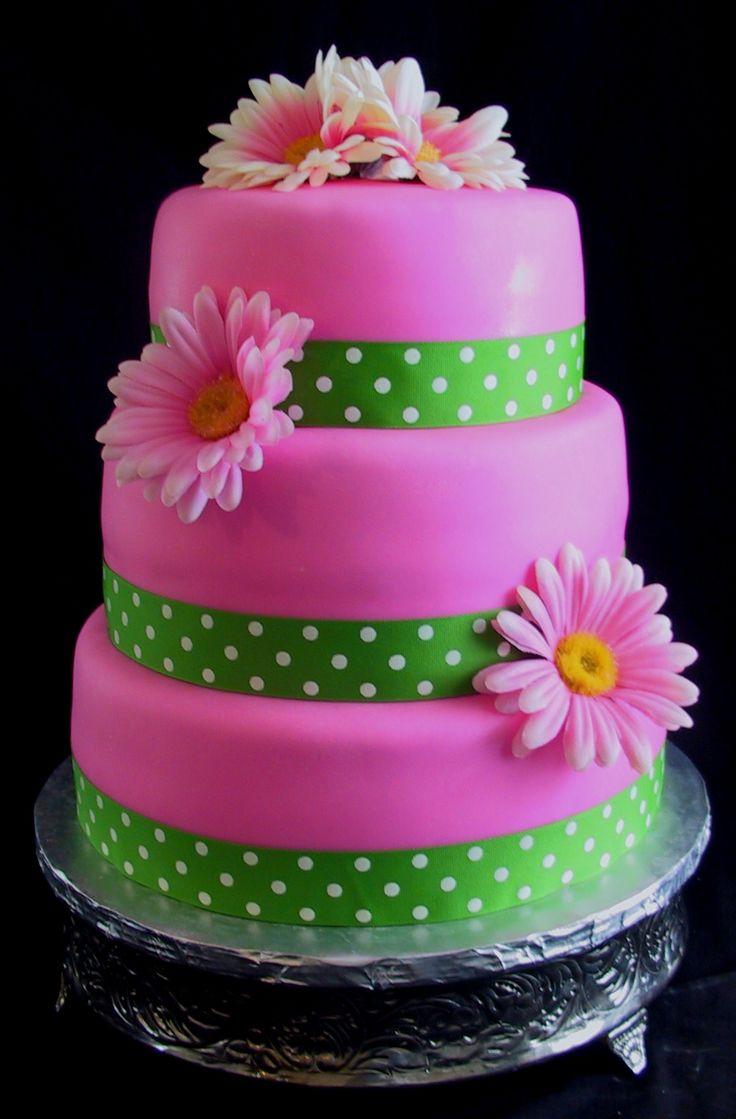 Wedding - Bridal Shower Pink Gerber Daisy Cake – Bardstown, KY
