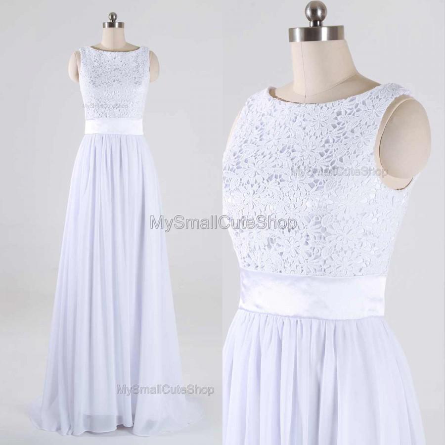 Wedding - Ivory  bridesmaid dress,Lace/chiffon prom dress,Custom formal dress,Sheath/column party dress,Floor-length evening dress,Prom dress 2016
