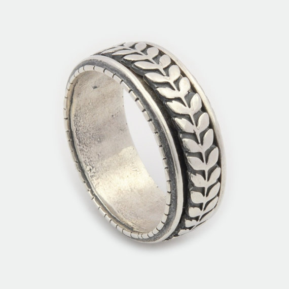زفاف - Silver Floral ring, Spinning ring for women, Sterling Silver Spinner ring, Oxidized Spinning Ring, Meditation ring , Silver comfort band