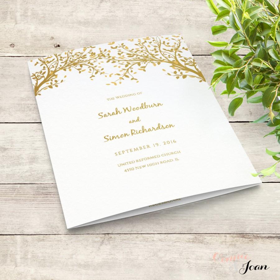 زفاف - Any colour Leaves Folded Wedding Program Template Instant Download 