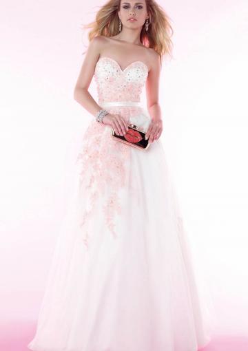 Mariage - Appliques Beading Open Back Sleeveless Sweetheart Floor Length Ball Gown