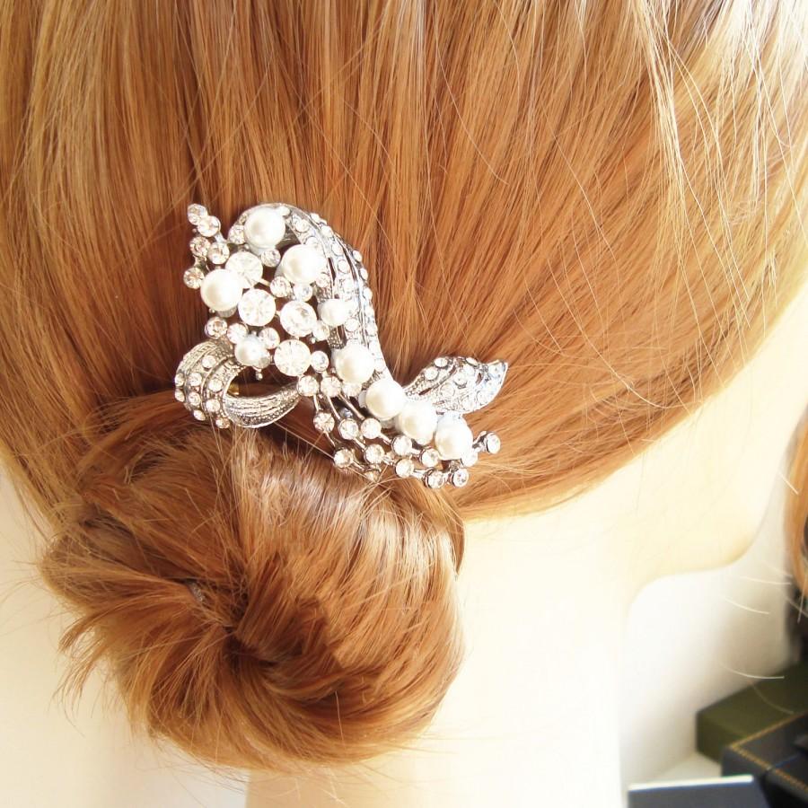 Hochzeit - Wedding Hair Comb, Art Deco Hair Accessories, Vintage Bridal Hair Comb, Pearl Hair Comb, Old Hollywood Bridal Comb, BETTE